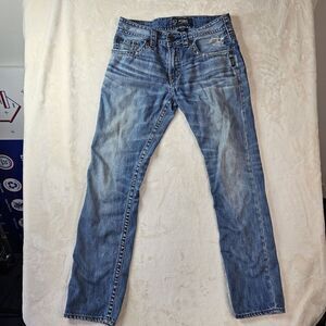 silver jeans co nash slim mens 31/32 light wash blue 100% cotton distressed